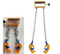 EXCLURA 1100 lbs Capacity Drum Lifting Clamp, 2 Hooks Lifter Barrel Clamp with Chain Sling, Crane/Forklift Drum Transport Tool with Self Locking Grapple