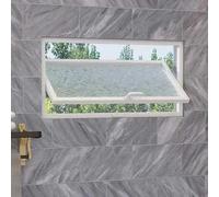 EXCLURA 360 Degree Pivot Window for Basement, Water Ripple Awning Window 16x16 24x24in, Privacy Glass Bathroom Windows for Toilet/Playhouses/Kitchen(White,70x30cm/27.6x11.8in)