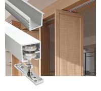 EXCLURA Accordion Pocket Door Track Hardware Kit, Box Rail Hardware Bi-folding Sliding Barn Door Hardware Track Kit, Heavy-duty Sliding Doors Track Set(4-door(both sides),2m/6.6ft)