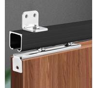 EXCLURA Box Rail Sliding Pocket Door Track Wall Mount Kit, Interior Single Barn Door Hardware Kit Aluminum, Sliding Door Tracks for Cabinets/Closet(Black,1.6m(5.2ft))