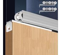 EXCLURA Ceiling Mounted Sliding Door Track Kit, Bypass Pocket Door Sliding Track Roller Set, Home Barn Door Single Track Hardware for Cabinet/Wardrobe(Silver,1.0m(3.3ft))