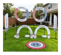 EXCLURA Drone Racing Obstacle Course Kit, Arches + Hoops + Flags + Takeoff Pad for FPV Drone Training, RC Quadcopter Practice Track Combination(Style b)
