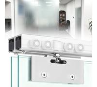 EXCLURA Frameless Glass Sliding Door Hardware Kit, Heavy Duty Aluminum Track Roller System, Interior Bypass Barn Door Rail for Office/Shower Room(12ft/3.7m)