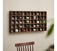 EXCLURA Hanging Coffee Mug Display Rack, Vintage Wooden Tea Cup Holder, Teacup Display Shelf Organizer for Collection Knick Knack Floating Shelf(Large Slot-6x4)