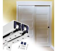 EXCLURA Heavy Duty Double Track Sliding Door Track Set, Aluminum Alloy Rail and Roller Kit, Bypass Door Hardware for Closet/Interior Room Doors(Silver,1.0m/3.3ft)