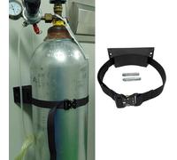 EXCLURA Oxygen Cylinder Rack Plastic Oxygen Cylinder Stand Wall Mount, Oxygen Rack with Adjustable Safety Chain, Tank Carrier Holder with 2 Expansion Screws, for Factory(Black)
