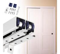 EXCLURA Residential/Commercial Pocket Door Hardware Kit, Bypass Barn Door Tracks with Accessories, Heavy-Duty Roller Track for Double Sliding Doors(Silver,3.0m/9.8ft)