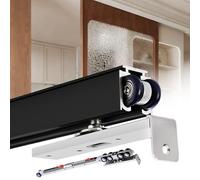 EXCLURA Soft Close Open Sliding Door Track Kit, Professional Aluminum Rail System, Heavy Duty Sliding Closet Door Hardware Set for Wardrobe/Cabinet(Black,160inch/406.4cm)