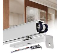 EXCLURA Soft Close Open Sliding Door Track Kit, Professional Aluminum Rail System, Heavy Duty Sliding Closet Door Hardware Set for Wardrobe/Cabinet(Silver-white,138inch/350.5cm)