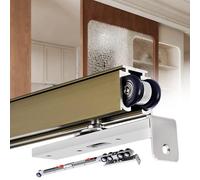 EXCLURA Soft Close Open Sliding Door Track Kit, Professional Aluminum Rail System, Heavy Duty Sliding Closet Door Hardware Set for Wardrobe/Cabinet(Champagne,52inch/132.1cm)