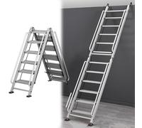 EXCLURA Universal Attic Ladder Egress Ladder, 8-12 Step Loft Ladder with Handrails & Anti-Slip Pad, Foldable Ladder for Company/Apartments Roof Top(Silver,10 step-306cm (120.5"))