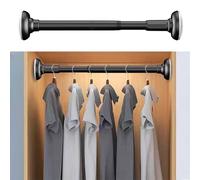 EXCLURA Wardrobe Rail Closet Rods for Hanging Clothes Matte Black, Heavy Duty Adjustable Wardrobe Rod no Drill, Tension Curtain Bar for Windows Bedroom Doorway(35-50cm(13 3/4-19 3/4"))