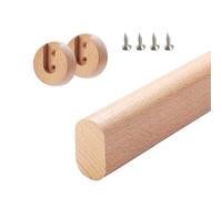 EXCLURA Wardrobe Rail Oval Safety Closet Rod Easy Install, Wooden Closet Rods for Hanging Clothes, Heavy Duty Closet Hanging Rod Strong, Rod for Wardrobe Curtain(Natural,70cm(27 1/2"))