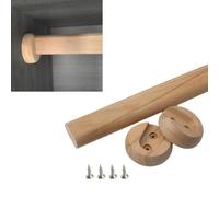 EXCLURA Wardrobe Rail Wooden Clothing Hanging Pole with End Caps + Screws, Load Bearing Clothes Rod for Closet/Wardrobes, Indoor Room Divider Rod 15.7"-47.2" in Length(50cm(19 3/4"))