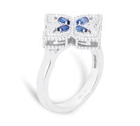 Exclusive 18ct White Gold Princess Flower 0.26ct Diamond & Sapphire Ring - Ring Size M