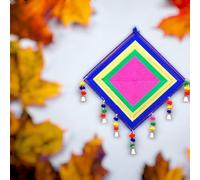 Exclusive 2 pack Assorted Multi Color Kite Shape Decor Hanging Woolen Indian Traditional Handmade Unique Door and Wall Hanging Kite Shape Cotton Home Decor (Medium)
