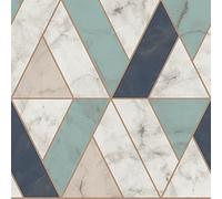 Exclusive 3D Apex Fractal Geometric Marble Metallic Wallpaper Rose Gold Silver Charcoal (Mint Copper AL1008)
