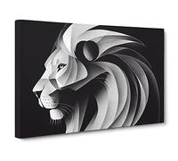 Exclusive Abstract Lion Canvas Wall Art Print Ready to Hang, Framed Picture for Living Room Bedroom Home Office Décor, 30x20 Inch (76x50 cm)