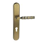 Exclusive Brass Antique Range Waves Lever on Backplate Euro Profile Door Handle - Solid Brass