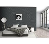 Exclusive Crystal Trellis Geometric Design Glitter Sparkle Metallic Wallpapers (Dark Grey/Silver E2004)