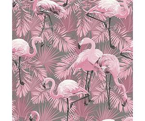 Exclusive Flamingo Wallpaper Birds Animals Feathers Tropical Pink Quirky Exotic Wallpaper (Pink AL1033)