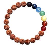 Exclusive Global Lovely 7 Chakra Healing Prayer Bracelet Stone Reiki Unisex Fashion Jewelry India Chakra Bead Bracelets for Women - 8mm Rudraksha Stone Bracelet Men Anxiety