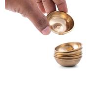 Exclusive Global Pure Brass Small Bowls, Golden Round Puja Katoris, Set of 4, Hindu Shivratri sawan Pooja Home Temple Havan Ceremony, 5cm Diameter