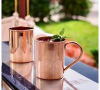 Exclusive Global Set of 2 Pure Copper Drinkware Mugs Moscow Mule 100% Solid Copper Mug/Cup