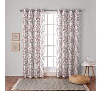 Exclusive Home Branches Linen Blend Grommet Top Curtain Panel Pair, 54X84, Burgundy
