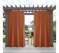 Exclusive Home Cabana Solid Indoor/Outdoor Light Filtering Hook-and-Loop Tab Top Curtain Panel, 54"x108", Mecca Orange, Set of 2
