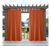 Exclusive Home Cabana Solid Indoor/Outdoor Light Filtering Hook-and-Loop Tab Top Curtain Panel, 54"x84", Mecca Orange, Set of 2