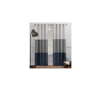 Exclusive Home Chateau Gradient Navy Blue Grey Striped Faux Silk Curtain Panels, 54" x 96", Light-Filtering, Grommet Top, 2-Pack