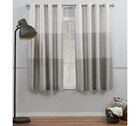 Exclusive Home Chateau Striped Faux Silk Grommet Top Curtain Panel Pair, 54"x63", Dove Grey