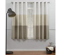 Exclusive Home Chateau Striped Faux Silk Grommet Top Curtain Panel Pair, 54"x63", White/Sand