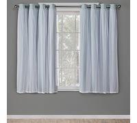 Exclusive Home Curtains Catarina Woven Blackout Grommet Top Panel Pair, Aqua, 52x63, 2 Piece
