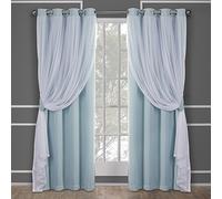 Exclusive Home Curtains Catarina Woven Blackout Grommet Top Panel Pair, Aqua, 52x96, 2 Piece
