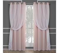 Exclusive Home Curtains Catarina Woven Blackout Grommet Top Panel Pair, Rose Blush, 52x84, 2 Piece