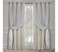 Exclusive Home Curtains Catarina Woven Blackout Grommet Top Panel Pair, Sand, 52x96, 2 Piece