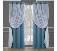 Exclusive Home Curtains Catarina Woven Blackout Grommet Top Panel Pair, Turquoise, 52x84, 2 Piece