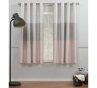 Exclusive Home Curtains Chateau Striped Faux Silk Grommet Top Curtain Panel Pair, 54x63, Blush