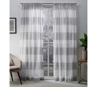 Exclusive Home Curtains Darma Sheer Rod Pocket Top Panel Pair, Dove Grey, 50x84, 2 Piece