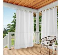 Exclusive Home Curtains EH8112-01 2-108G Indoor/Outdoor Solid Cabana Grommet Top Window Curtain Panel, Polyester, Winter White, 54x108