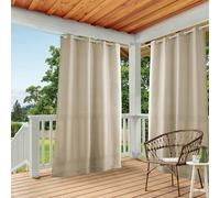 Exclusive Home Curtains EH8112-05 2-108G Indoor/Outdoor Solid Cabana Grommet Top Window Curtain Panel, Polyester, Taupe, 54x108