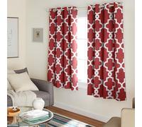 Exclusive Home Curtains Ironwork Woven Blackout Grommet Top Panel Pair, Burgundy, 52x63, 2 Piece