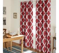 Exclusive Home Curtains Ironwork Woven Blackout Grommet Top Panel Pair, Burgundy, 52x96, 2 Piece