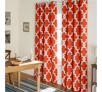 Exclusive Home Curtains Ironwork Woven Blackout Grommet Top Panel Pair, Mecca Orange, 52x84, 2 Piece