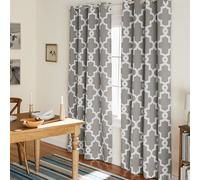 Exclusive Home Curtains Ironwork Woven Blackout Grommet Top Panel Pair, Silver, 52x96, 2 Piece