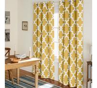 Exclusive Home Curtains Ironwork Woven Blackout Grommet Top Panel Pair, Sundress Yellow, 52x108, 2 Piece