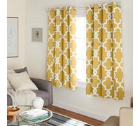 Exclusive Home Curtains Ironwork Woven Blackout Grommet Top Panel Pair, Sundress Yellow, 52x63, 2 Piece