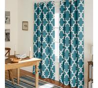 Exclusive Home Curtains Ironwork Woven Blackout Grommet Top Panel Pair, Teal, 52x96, 2 Piece